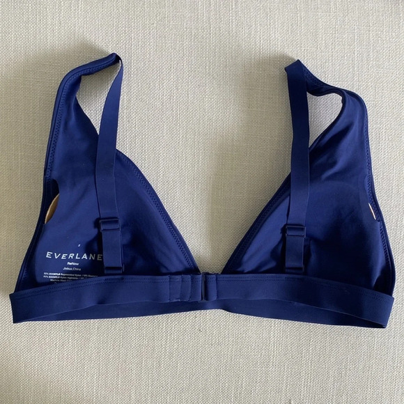 EVERLANE High Rise Blue Medium Coverage Bottoms  and Triangle Swimsuit Top XS/S - Picture 6 of 9